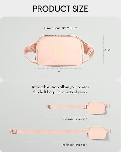 Image of ODODOS Unisex Mini Belt Bag with Adjustable Strap Small Fanny Pack for Workout Running Traveling Hiking, Pale Coral