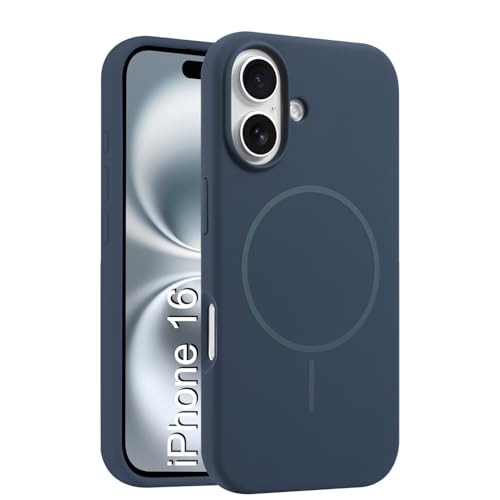 Image of LuxuryKase Silicone Magnetic Case for iPhone 16 | Soft Microfiber Lining | MagSafe Support | Shockproof Protective Cover | Precise Cutouts | Slim Fit Design - Blue