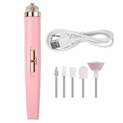 RAMPASS 5 IN 1 Polisher Finishing Touch Flawless Salon Nails Manicure Nail USB Automatic 5 Drill Bits Salon Gel Polish Clean Smooth Care Handle Tool flowers salon Nail Polisher Electronic, Painless,