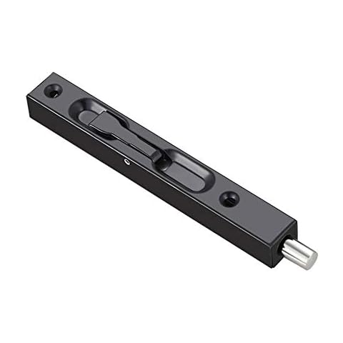 KAIISSA 6 Inch Door Flush Bolt Latch Lock Concealed Door Bolt Slide Bolt Lock Security Lever Action Gate Latch Bolt 304 Stainless Steel Matte Slide Latch with Strike and Screws, Black Cover