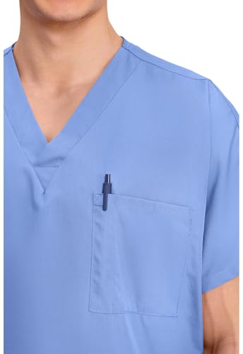 Image of Cherokee Scrubs for Women and Men Unisex V-Neck Tunic Nursing Scrub Top with Chest Pocket, Tuckable Durable Fabric - 4777 | 1 Chest Pocket For Essentials, Traditional Fit, Durable Construction, Comfortable Knit Details, Easy Care, Tuckable Style