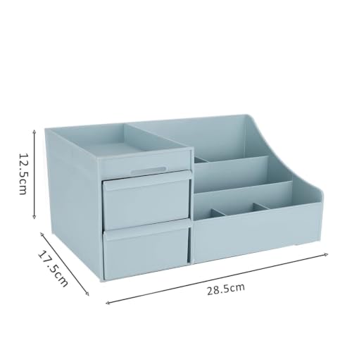 Image of COOFANDY Cosmetic Organizer Box Drawers Plastic Makeup Lipstick Nail Polish, Brushes Storage Box I Multi-function Case Holder for Home, Office Bedroom I Skin Care Products for Dressing Table (Blue)