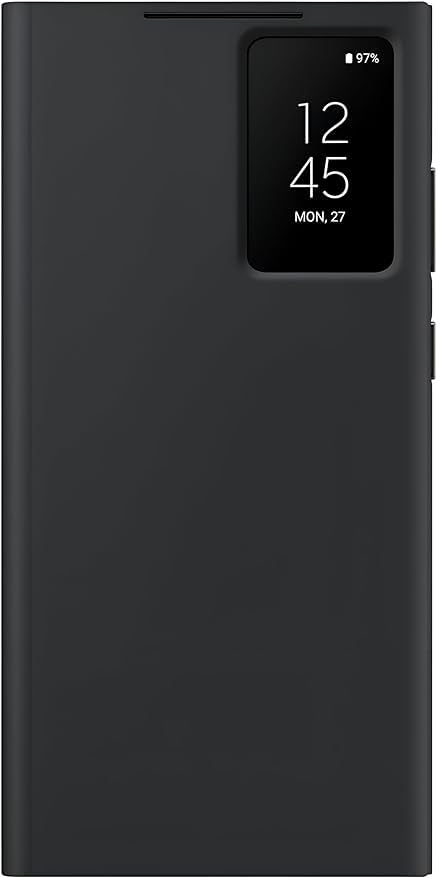 Image of Ultra-Hybrid for Samsung Galaxy S23 Ultra Smart-View Wallet Flip Case - Protective Leather Cover with Smart Screen Display, Tap Control, Slim Design, and Built-in Card Holder (Black)