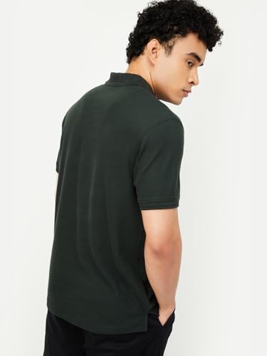 Image of Max Mens Cotton Blend Regular Fit Half Sleeves Solid Polo T-Shirt