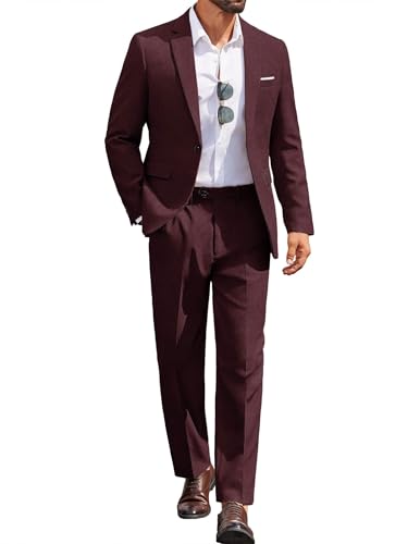 COOFANDY Men's Classic Fit 2 Piece Suit Set