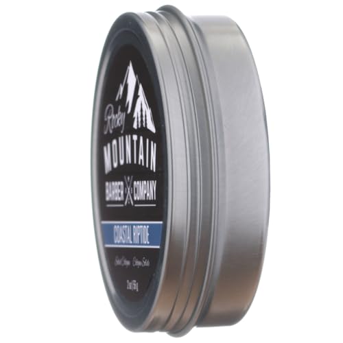 Rocky Mountain Barber Company Solid Cologne for Men – Coastal Riptide Scent – 2 Oz Size - Made with Coconut Oil, Shea Butter - Long-Lasting Scent (Coastal Riptide)