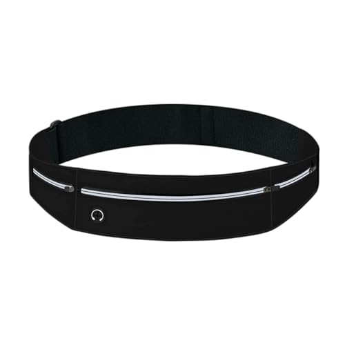 Ceinture de course anti-ballottement noire réfléchissante avec sangle de taille réglable