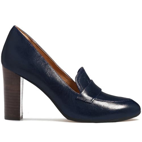 Image of MOOMMO Women Chunky Block Heel Pumps Round Closed Toe Slip On Oxford Loafers Shoes High Heels Snakeskin Work Pump Suede Loafer for Office Ladies Classic Formal Business Professional 4-13 M US