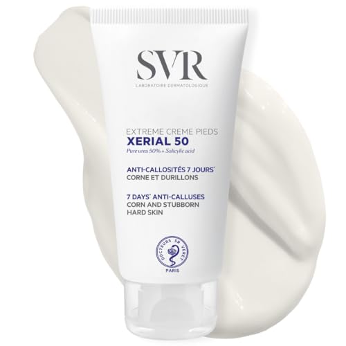 SVR XERIAL 50 Extreme - Urea Cream for Cracked Heels and Severly Dry Skin Prone to Corns and Calluses. Eliminates Dead Cells + Roughness. 24hr Hydration. Salicylic Acid + Glycerol, 50ml