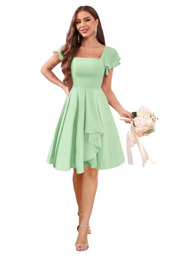 Amazon.com: ZVGV Women's Short Bridesmaid Dresses with Slit A-Line Mint  Green Chiffon Plus Size Formal Dress Evening Gown 26W : Clothing, Shoes &  Jewelry