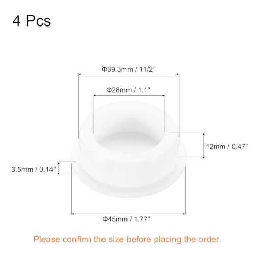 Image of MECCANIXITY 4pcs T-Shaped Silicone Plugs 39.3mm 1-1 /2 Inch Dia Snap in Plug Hole Seal Cover Round Rubber Stopper for Kitchen Rubber Bulkheads Waterproof Sealing Plugs White