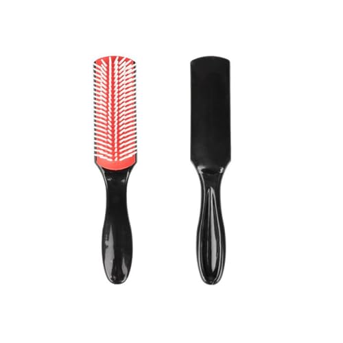 1 pcs Curly Hair Brush D3 (Black & Red) 7 Row Styling Brush for Detangling Separating Shaping and Defining Curls - For Women and Men