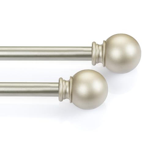 Deco Window 2 Pack Adjustable Curtain Pole 112 to 213 cm Extendable 44 to 84 Inch Curtain Rod for Windows with Ball Finials & Bracket Set (Nickel,16mm Diameter)