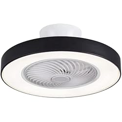 Lampara Ventilador Selene BEL AIR HOME - Ventilador Plafón CATHAY Motor DC Con Luz LED 72W Mando a Distancia, Rejilla Giratoria Eficiente Ventilación de 4 Velocidades para Verano y Plafón LED para Invierno (NEGRO)