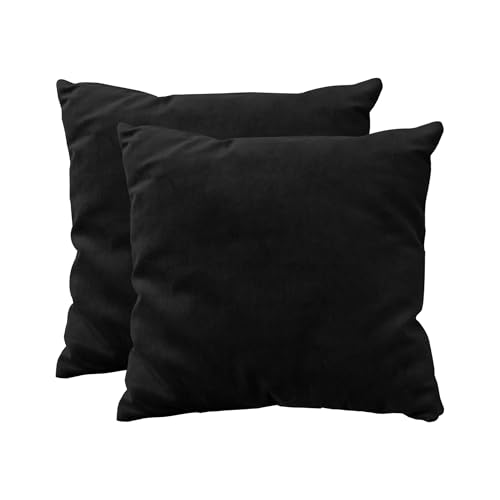 Image of R home Velvet Cushion Cover | Pack of 2 | for Sofa, Bed, Car, Living Room & Chair | Decorative Throw Reversible Cushion Covers (2, Black, 16 X 16 INCH)