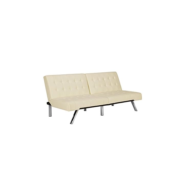 Buy Dhp Emily Futon Sofa Bed, Modern Convertible Couch With Chrome Legs