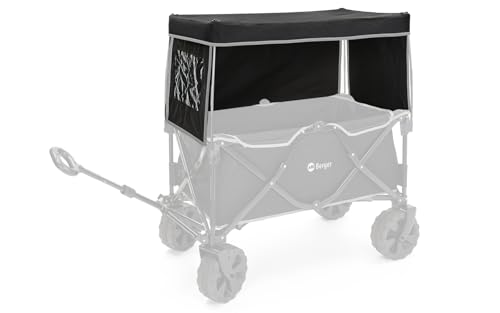Berger Sonnendach für den Berger Bollerwagen Dach Transportwagen │ Sonnensegel mit Gestänge und Seitenwänden zum Schutz gegen Regen & Sonne│ für Camping oder Kindertransport bei Wind & Wetter, schwarz