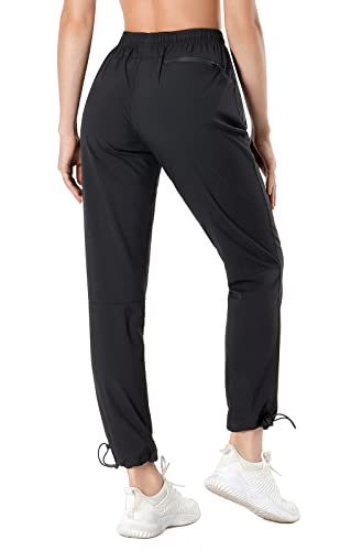 Ksmien Women's Hiking Pants Quick Dry Lightweight Water Resistant Golf Athletic Travel Cargo Pants Upf 50 Zipper Pockets Black #TOP1