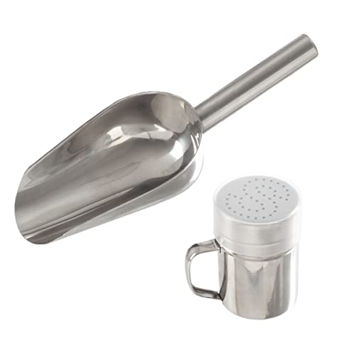 Stainless Steel Popcorn Scoop and Salt Shaker Set