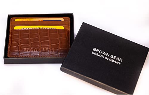 Image of BROWN BEAR Premium Branded Men's Pure German Nappa Leather, RFID ATM Card Holder (Brown)