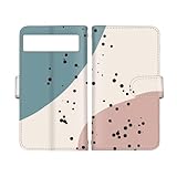 anve Google Pixel 6 対応 ケース 手帳型 スマートフォン ケース ミラー＆カード収納付き＆ミラー 北欧 ペイズリー 夏 うさぎ 水彩 恐竜 スタンド付き ストラップホール 全面保護 かっこいい シックス用 (O-ニュアンス) best 01