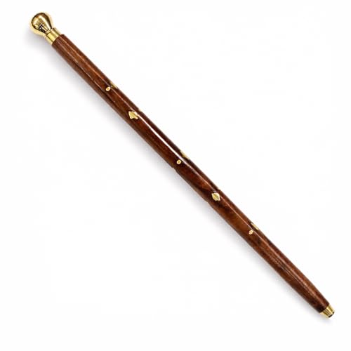 Northroot Handcrafted Wooden Walking Stick | Decorative Wooden Cane with Brass Finish Handle | Traditional Senior Citizen Support Stick