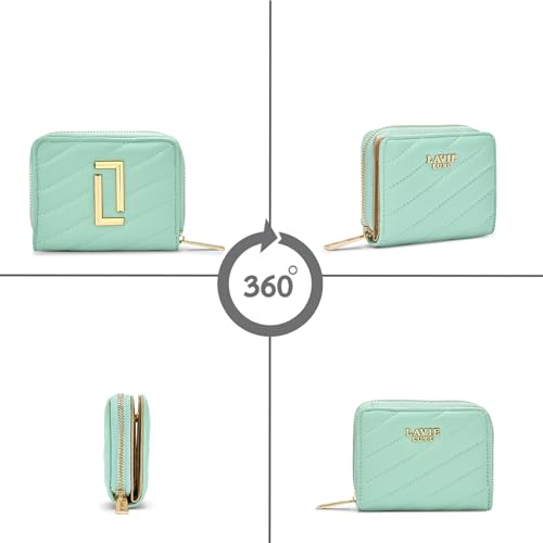 Image of Lavie Luxe Women's Diagonal Flap 25 Quilted Small Zip Wallet | Gift for Women