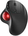 Nulea M501 Wireless Trackball Mouse, Rechargeable Ergonomic, Easy Thumb Control, Precise & Smooth Tracking, 3 Device Connection (Bluetooth or USB Receiver), Compatible for PC, Laptop, Mac(Red)