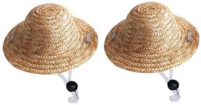 1Pc Light Brown Novelty Summer Adjustable Pet Dog Outdoor Straw Hat Puppy Small Kitty Cat Sunhats Dog Hat Accessories, Be used for Apparel and Accessories