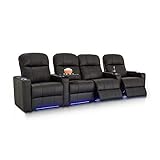 Seatcraft Venetian Home Theater Seating - Top Grain Leather - Power Recline - Tray Tables - In-Arm...