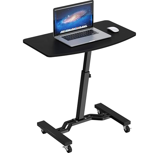 SHW Mobile Height Adjustable Laptop Rolling Cart with...