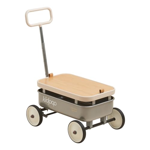 kidpop PULA-Wild 3-in-1 Kids' Pull-Along Wagon Toddlers Push Walker for 2.5-8, Removable Wooden Cover and Adjustable Handlebar, Birthday Gifts Max...