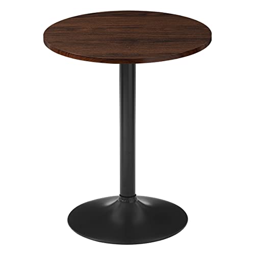ぼん家具 [完成品] カフェテーブル 丸 天板 幅60cm×奥行60cm 高さ72.5cm 1本脚 スチール 木製 ダイニングテーブル ブラウン