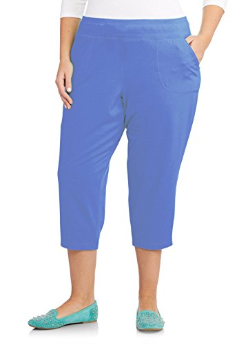 Just My Size French Terry Womens Pocket Capri Pants, Blink Blue Heather, 4X