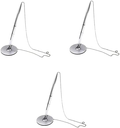 NUOBESTY 3 parçalı yazı masası tükenmez kalem seti, metal tabanlı, tezgah servis kalemi, ofis resepsiyonu ve yazı gereçleri için, ev ve okul için - Görsel 1