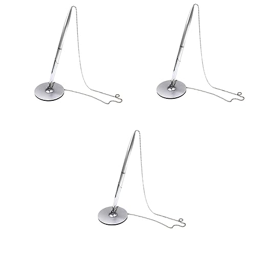 NUOBESTY 3 parçalı yazı masası tükenmez kalem seti, metal tabanlı, tezgah servis kalemi, ofis resepsiyonu ve yazı gereçleri için, ev ve okul için