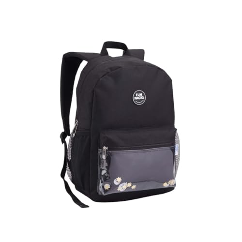 Mochila Costas Juvenil Feminina Escolar Bolso de Confetes (Preto)