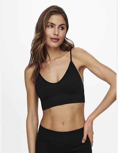 Only Femme Onlvicky Rib Seamless V-neck Top Noos Bustier, Noir, XS-S EU – vue 2