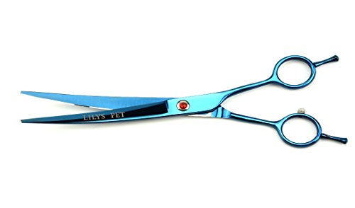 Image of 8.0 inch Professional PET Grooming scissors Kit,CoatedTitanium,Sharp and Strong Stainless Steel Blade for Dogs Cats Hair Cutting,3 Pieces of Scissors with a Comb and a Case (Blue)