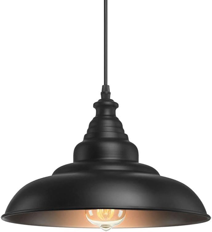 Luminaire Suspendu en Forme de Cache-Pot Noir en Fer Forgé au Design Rétro