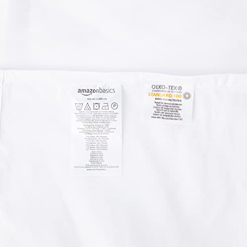 Amazon Basics Bettlaken, Poly-Baumwolle Fadenzahl 200, 180 x 260 cm - Weiß - Image 4
