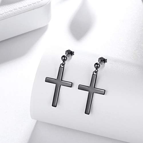Aurora Tears Cross Stud Earrings 925 Sterling Silver Cross Clip-on/Chain/Asymmetry Stud Earring Jewelry for Men and Women