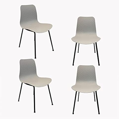 Dining Chair Achiemart Dining Chairs Set of 4 Grey Contemporary Lounge Dining Home Office Plastic Seat Armless Chairs with Metal Legs (C-10) Cover