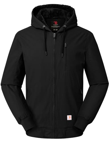 Rdruko Men's Work Jackets Flannel Lined Insulated Cotton Workwear Hooded Winter Coats3