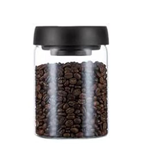SULYPO Recipiente de cristal, recipiente para café, té de hoja, café, té, azúcar, contenedor de almacenamiento de alimentos, tarros de almacenamiento (900 ml) Cover