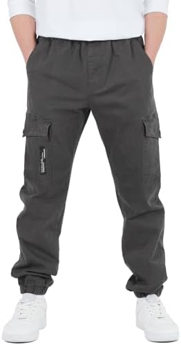CAMLAKEE Kids Boys Elasticated Waist Slim Fit Cargo Joggers