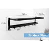 Black Towel Rack With Shelf - 24 Inch Wall Mounted, Foldable, 5 Sliding Hooks, Drilling Or Adhesive Installation, For Bathroom, Laundry - View #8