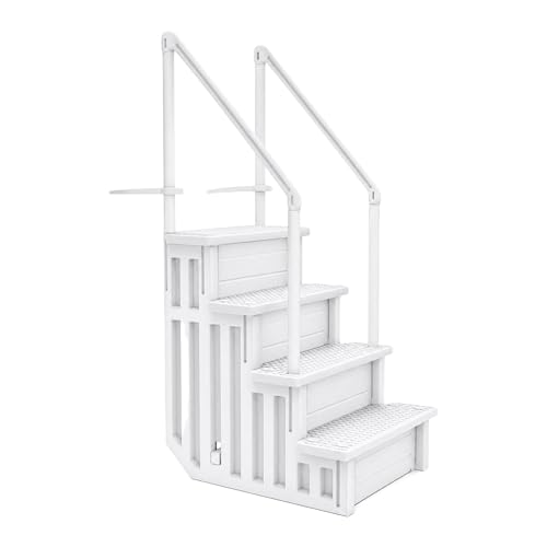 PLCDZS Anti-Slip in-Pool Fixed 4-Step Ladder for Above Ground Pools, Dual Handrails, Ballast Tanks, Mounts to 48-54
