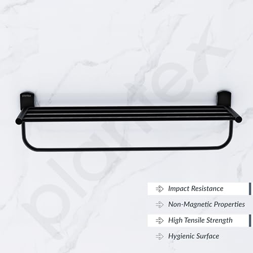 Image of Plantex 304 Grade Stainless Steel 24 inch Towel Rack /Towel Stand /Towel Bar /Towel Hanger for Bathroom /Bathroom Accessories - Parv (Black)