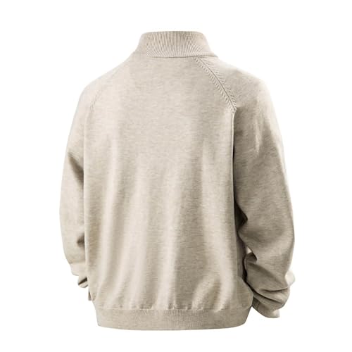 Cambkatl Men's Stylish Quarter Zip Sweaters - Loose Stand Collar Stretch Casual Long Sleeve Pullover Knitted Sweater Tops3